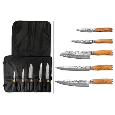 Trousse de chef 5 couteaux de cuisine Damas VG10 WUSAKI