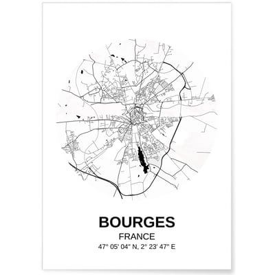 Affiche Carte Bourges L'AFFICHERIE