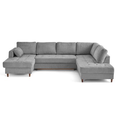 Canapé d'Angle Convertible en Velours texturé 7 places - ANNA LISA DESIGN