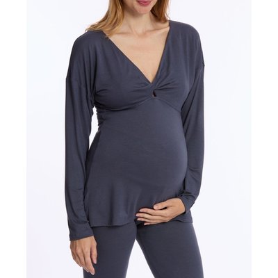 T-shirt manches longues de grossesse et d'allaitement Louna bleu nuit CACHE COEUR