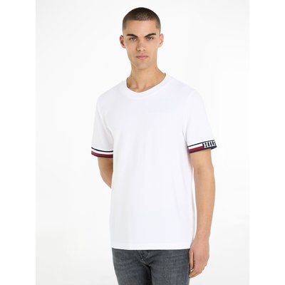 T-Shirt mit rundem Ausschnitt und gestreiften Ärmelbündchen TOMMY HILFIGER