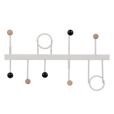 Portemanteau mural en métal blanc 9 Accroches 50x7x27cm WADIGA
