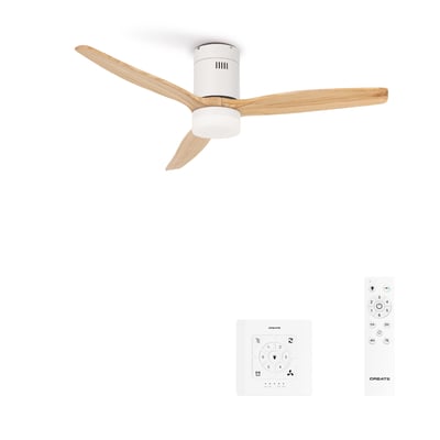 Ventilateur de plafond 40W avec lumière et contrôleur mural WIND CALM NATURAL WOOD CREATE