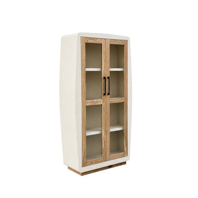 Vitrine en bois effet béton et bois d'acacia  DALVA MADE IN MEUBLES 