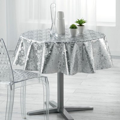 Nappe ronde PVC imprime Metalisse Luny Gris 160 cm DOUCEUR D'INTÉRIEUR