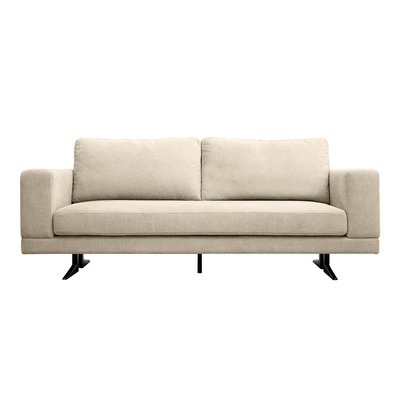 Canapé design 3 places en tissu chenille beige et métal noir LENNON MILIBOO