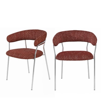 Lot de 2 fauteuils de table en tissu pieds chrome- CELESTY DRAWER