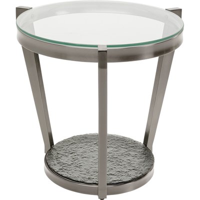 Table d'appoint en verre et acier, MONOCOLO KARE DESIGN
