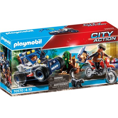 City Action Policier avec voiturette et voleur à moto PLAYMOBIL
