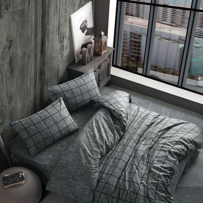 Parure housse de couette coton imprimée carreaux, Kare C DESIGN HOME TEXTILE