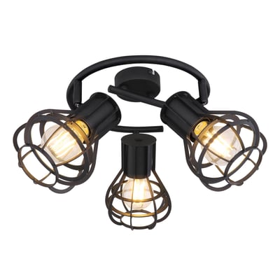 Plafonnier rond 3 spots design industriel CLASTRA GLOBO LIGHTING