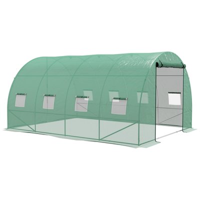 Serre de jardin tunnel 12 m² système d'arrosage intégré vert OUTSUNNY