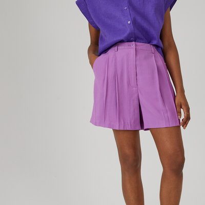 High Waist Shorts with Pleat Front LA REDOUTE COLLECTIONS