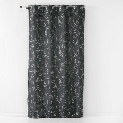 Rideau à œillets  métallisé Arty line anthracite argent DECORATIE