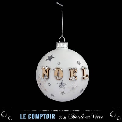 Boule noël et étoile 8 cm verre FEERIC LIGHTS & CHRISTMAS