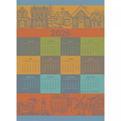 Torchon pur coton Calendrier 2026 GARNIER THIEBAUT