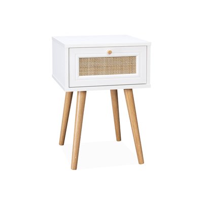 Table de chevet effet bois et cannage 1 tiroir BOHÈME SWEEEK