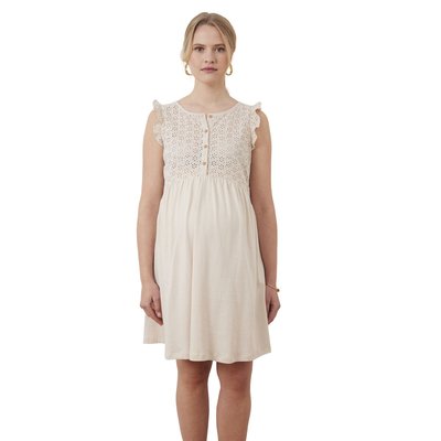 Robe courte en maille et broderie anglaise grossesse et allaitement VERTBAUDET