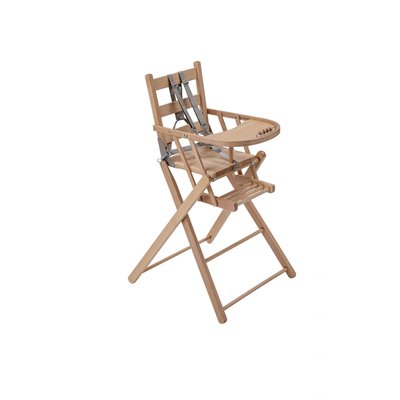 Pack Chaise haute pliante Sarah Vernis naturel et sa tablette blanche amovible COMBELLE