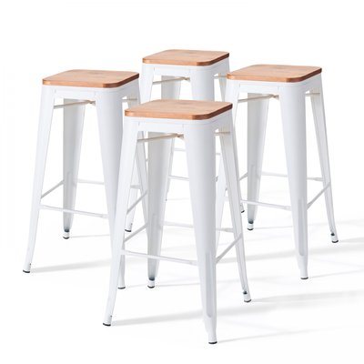 Lot de 4 tabourets de bar, INDUS OVIALA