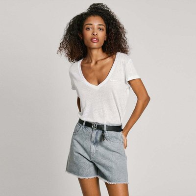 T-Shirt À Col V Avec Logo Brodé PEPE JEANS