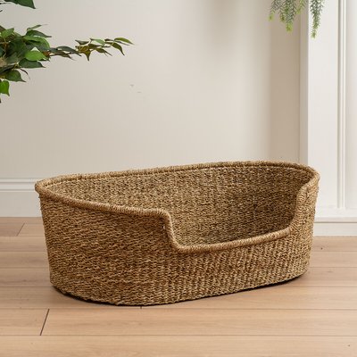 Plain Natural Seagrass Woven Pet Bed with Cushion Medium SO'HOME