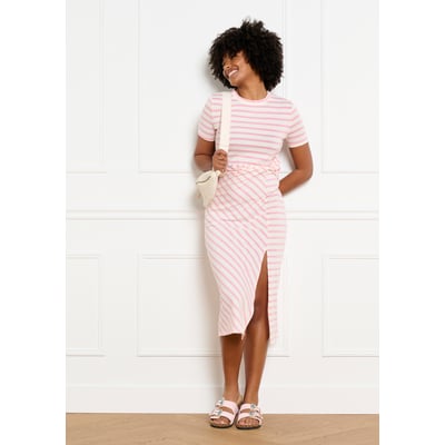 Robe midi jersey rayée nouée LOLALIZA