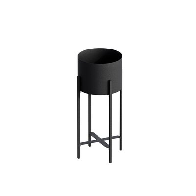 Cache pot cylindrique sur pieds en métal noir CALICOSY