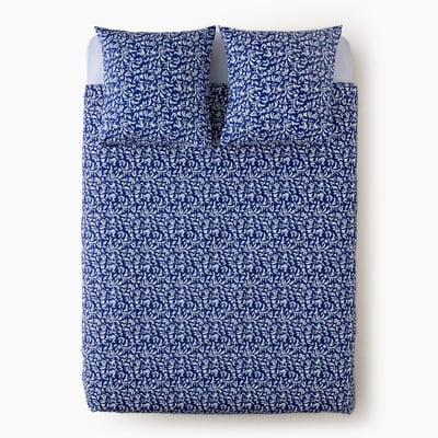 Lot housse de couette et taies d'oreillers carrées, imprimé, 220x240cm, 100% coton bio 57 fils/cm2 , GOTS MONOPRIX