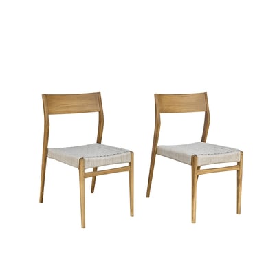 Lot de 2 chaises de jardin en teck massif et cordage  LIVIE BERAH GETAH