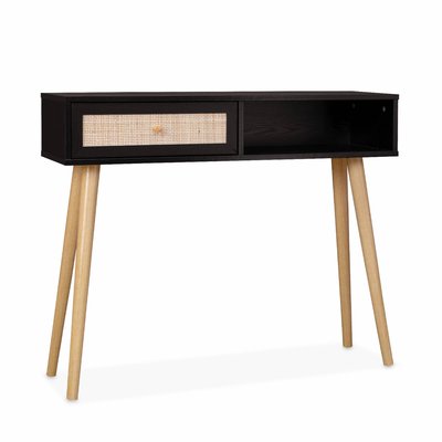 Console scandinave effet bois et cannage 1 tiroir BOHÈME SWEEEK