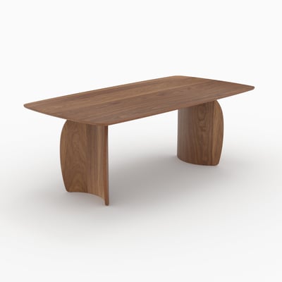 Table rectangulaire 6 places en bois contreplaqué et placage en noyer - ASMA MAISON PAVANE