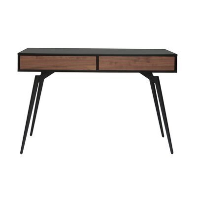 Bureau avec rangements 2 tiroirs design noir mat et bois foncé noyer L120 cm TRIPOLI MILIBOO
