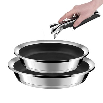 2 poêles revêtement céramique Ø 24/28cm + 1 poignée - YCÔNE CUISINOX
