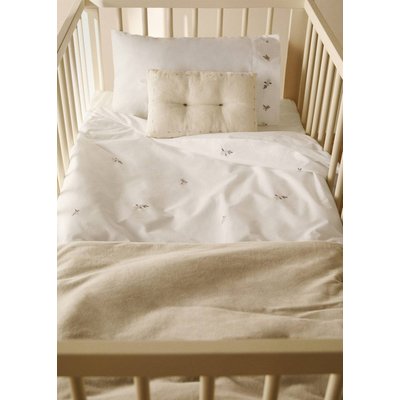 Housse de couette berceau percale de coton fleur brodée MANGO HOME