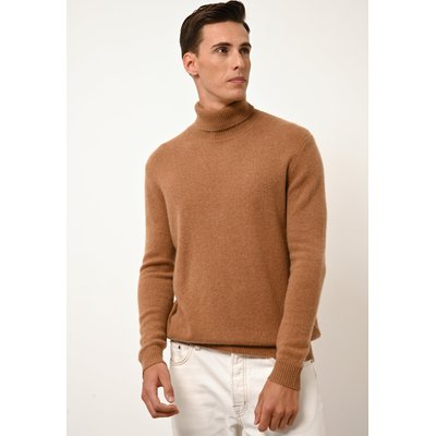 SACHA pull col roulé noisette en cachemire JUST CASHMERE