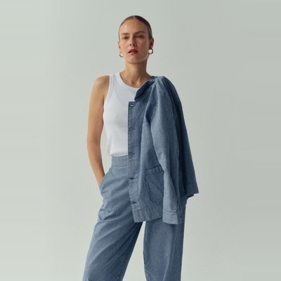 Veste courte rayée contenant du coton MONOPRIX