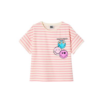 T-Shirt Smiley® World rayé VERTBAUDET