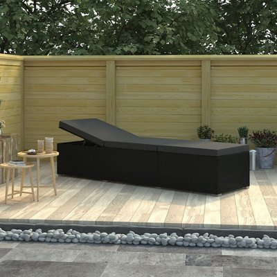 Chaise longue en résine tressée et coussin HOME MAISON