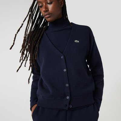 Cardigan relaxed fit en laine col V LACOSTE