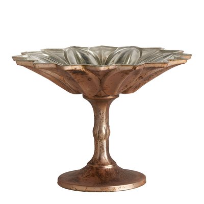 Coupe FLEUR en verre mercurisé argent antique - ⌀ 20 cm BLANC D’IVOIRE