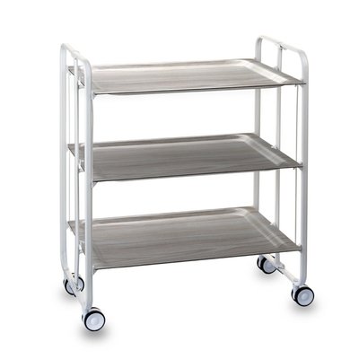 Table roulante pliante BAUHAUS, chariot de service 3 niveaux. Blanc DON HIERRO