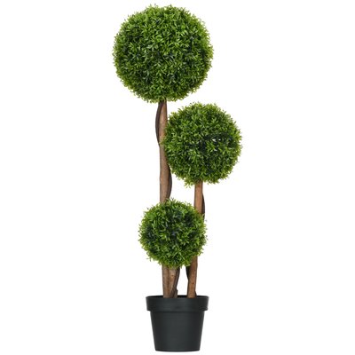 Buis artificiel topiaire artificielle 3 boules H. 110 cm pot inclus HOMCOM