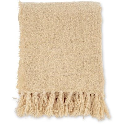 Jeté de canapé en polyester avec pampilles Stanly 170 x 130 cm Sable VENTURE HOME