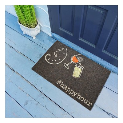 Paillasson tissé en coco motif fresque COCKTAIL UN AMOUR DE TAPIS
