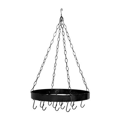 Round Metal Ceiling Pot Rack in Matte Black SO'HOME