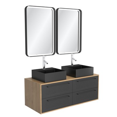 Pack avec meubles de salle de bains avec 2 vasques et 2 miroirs HOME MAISON