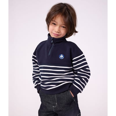 Sweat rayé avec col camionneur zippé PETIT BATEAU