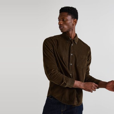 Chemise manches longues velours en coton BIO MONOPRIX