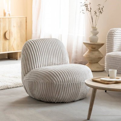 Fauteuil confort en velours côtelé beige écru  SOLÉA MADE IN MEUBLES 